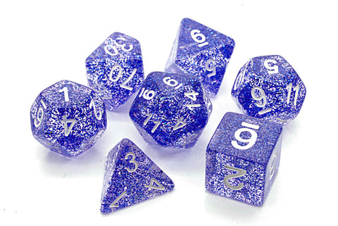 Glitter D20 RPG Dice Set - Blue - Dracolich Gaming
