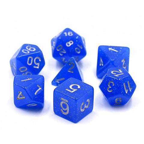 Glitter D20 RPG Dice Set - Deep Blue - Dracolich Gaming