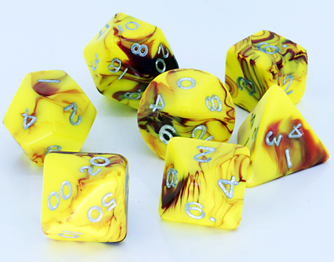 Toxic Yellow RPG Dice Set - Dracolich Gaming