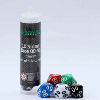 Blackfire 10 Sides Dice 00-90 16mm set of 5! - Dracolich Gaming