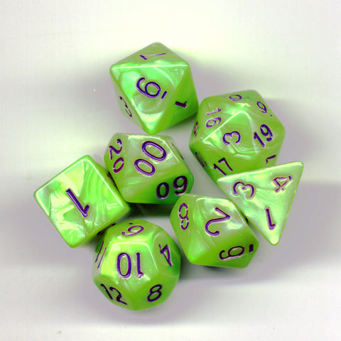 Toxic Waste Yellow, Green & Purple Dice Set - Dracolich Gaming