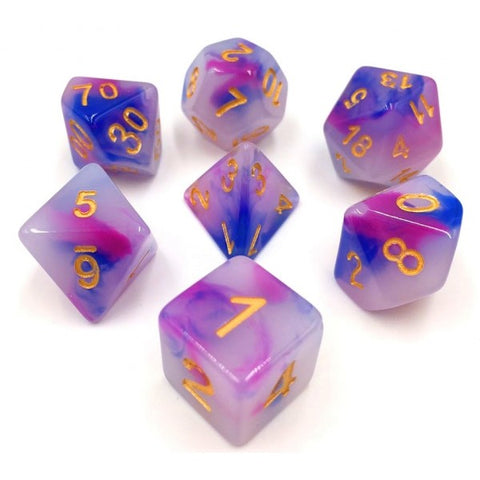 Dark Blue and Purple Opal Dice Set - Dracolich Gaming