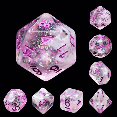 Glitter Flakes - Pink Memory RPG Dice Set
