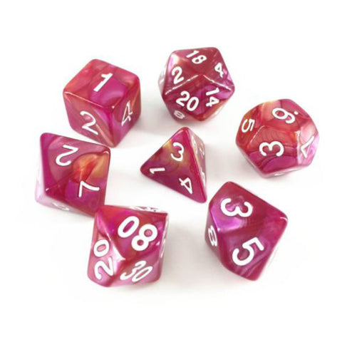 Rose Pink & Yellow Dice Set - Dracolich Gaming