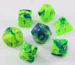 Toxic Green & Blue RPG Dice Set - Dracolich Gaming