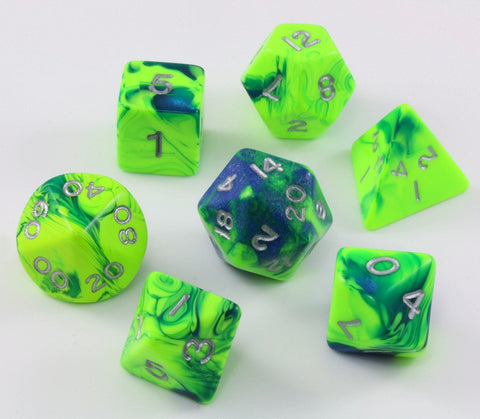 Toxic Green & Blue RPG Dice Set - Dracolich Gaming